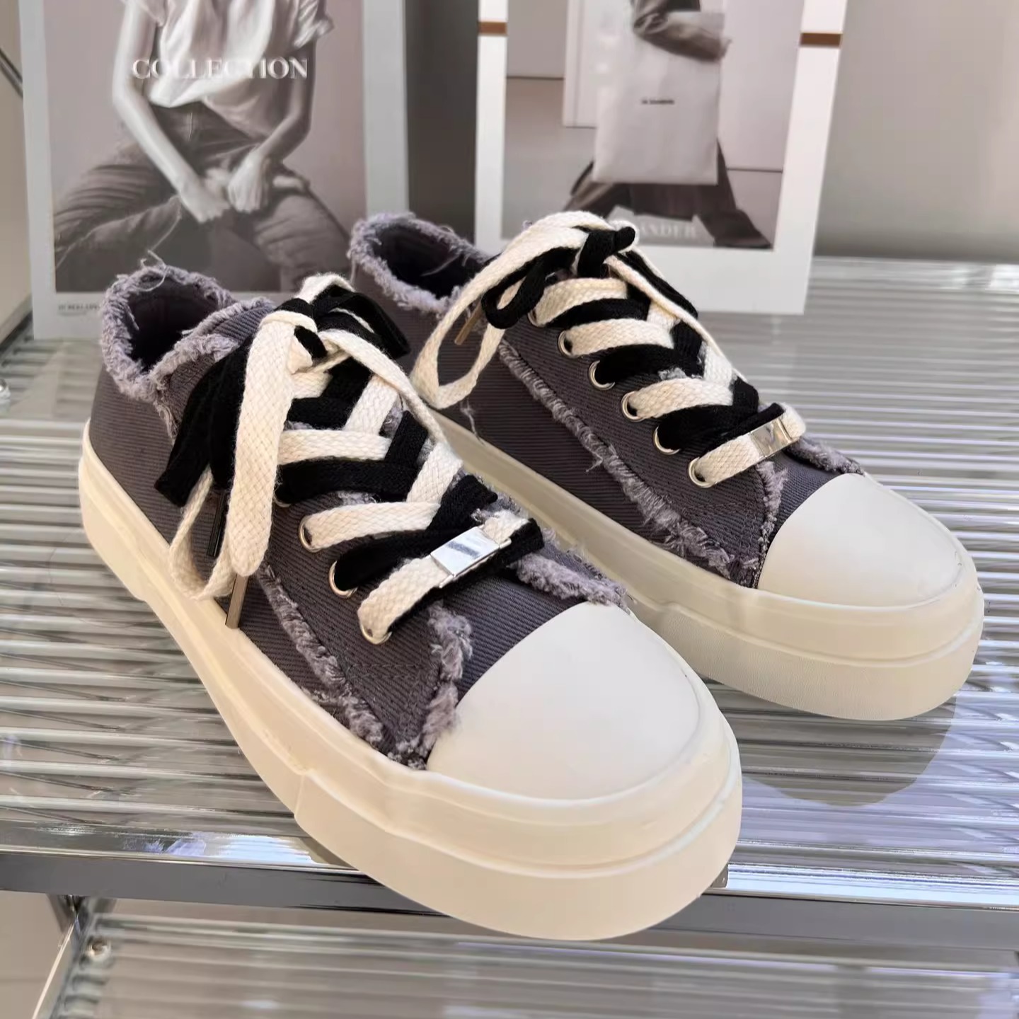 XZ1613-2617-P65新款流苏小白鞋男ins设计感厚底薄款休闲帆布鞋，男鞋帆布鞋，星座1613（原B218）