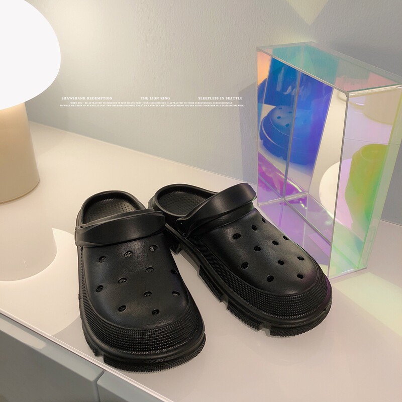 B218-T23-P20洞洞凉拖鞋情侣男女厚底黑白基础潮流夏天包头拖2022,男鞋拖鞋,星座1613（原B218）