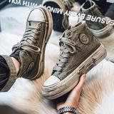 B218-2387-P70男士休闲鞋2024新款小众秋冬季潮流高帮帆布鞋子，男鞋帆布鞋，电商B218