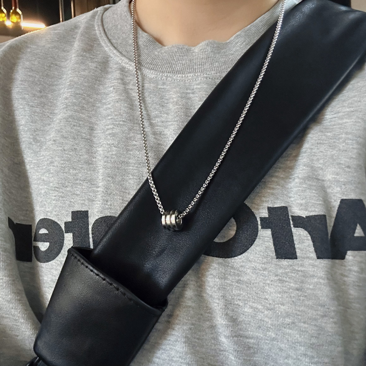 B218-S127-P10秋冬毛衣项链男女同款银色圆形吊坠小众设计感饰品,饰品头饰,星座1613（原B218）