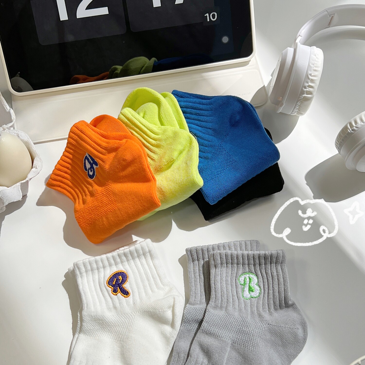 B218-W126-P30情侣多色字母袜子运动排汗男女短中筒袜子棉新款夏，袜子，星座1613（原B218）