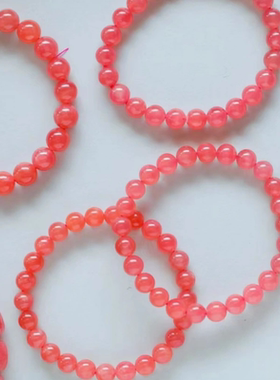 天然冰种红纹石手链阿根廷高冰高透单圈手串红色水晶饰品一物一图