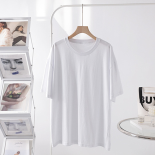 纯棉白色中长款下衣失踪t恤女夏季大版宽松下装消失短袖上衣体恤