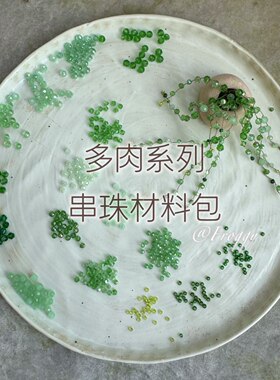 ＜小跳蛙＞手工串珠材料包永生多肉工位迷你摆件微缩绿植仿真植物