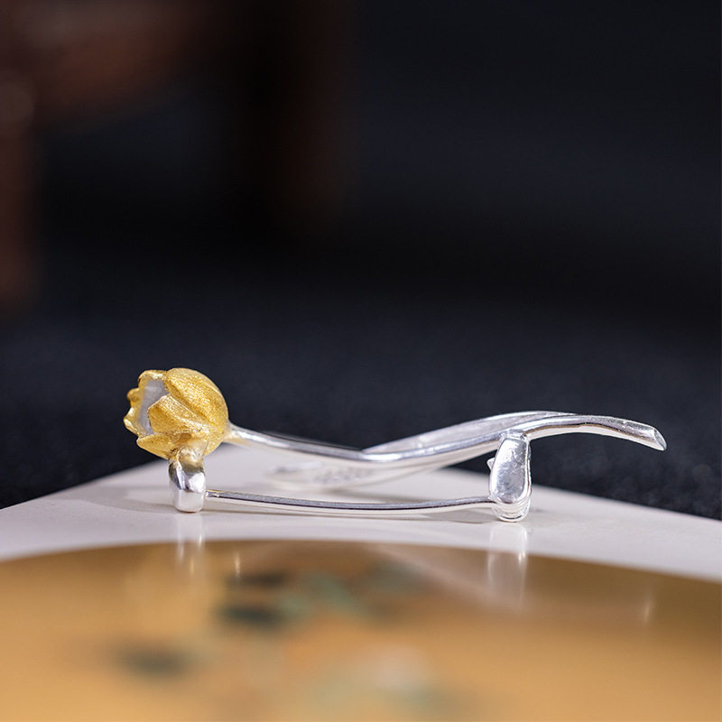 云尚服饰s925银原创个性花卉领针别针新中式简约郁金香胸针衣饰,饰品/流行首饰/时尚饰品新,其它首饰,淘宝优惠券,粉丝福利购,淘宝优惠卷