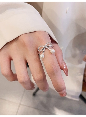 云尚服饰S925纯银韩式韩版时尚清新设计蝴蝶结小众百搭戒指