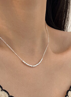 云尚服饰S925纯银方块项链小众轻奢气质女生简约锁骨链ins冷淡风