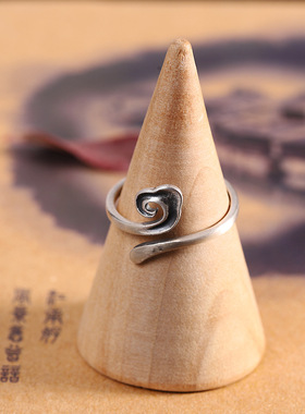 云尚服饰 s925银做旧 祥云钩针带线开口戒指 时尚简约女式戒指