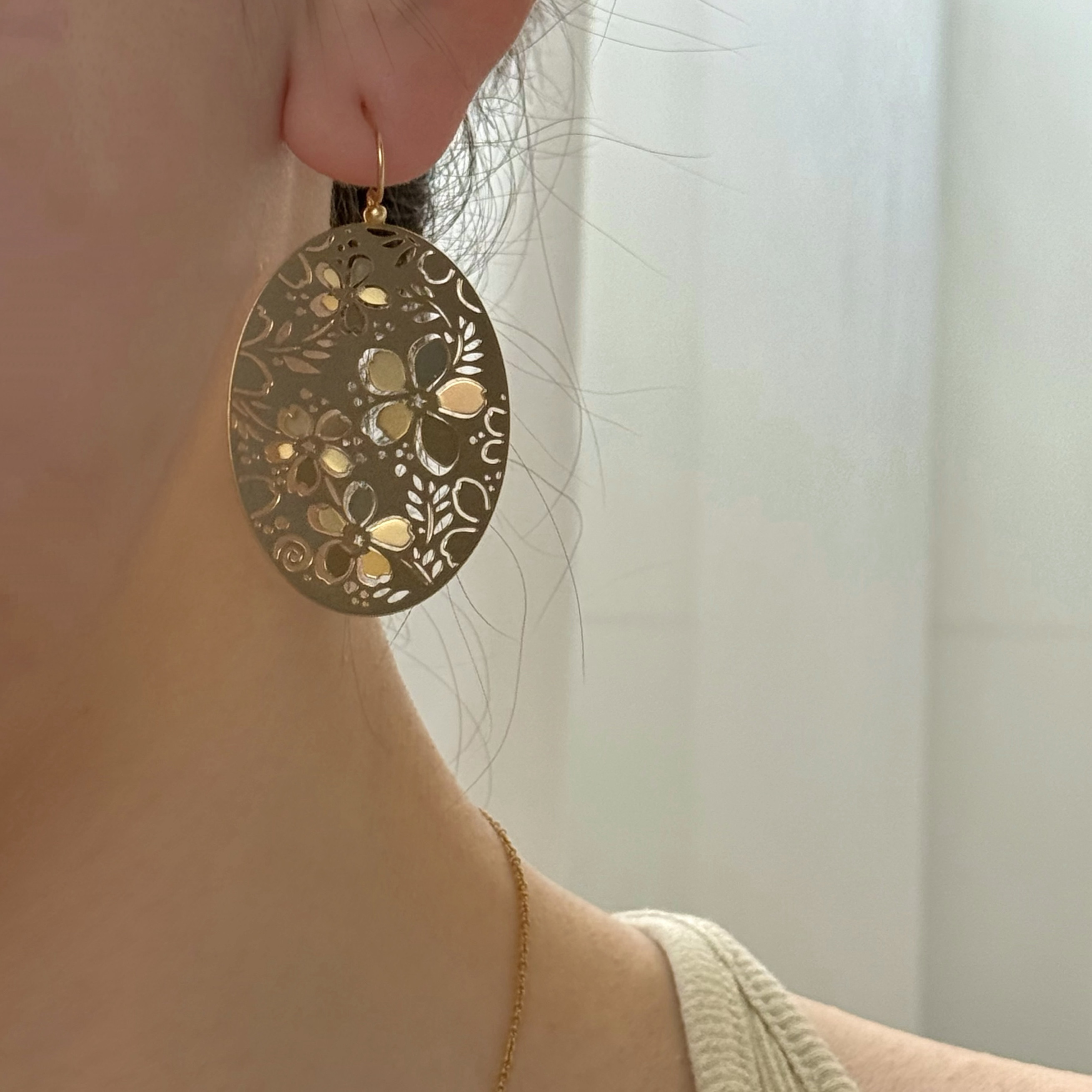 FEEI STUDIO新中式镂空金属树叶小众冷淡风气质希腊高级感耳环