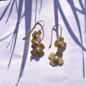 自制复古珍珠花朵西班牙Apres FEEI STUDIO ski小众中古做旧耳环