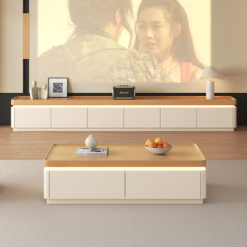 胜林家居旗舰店原木奶油风电视柜