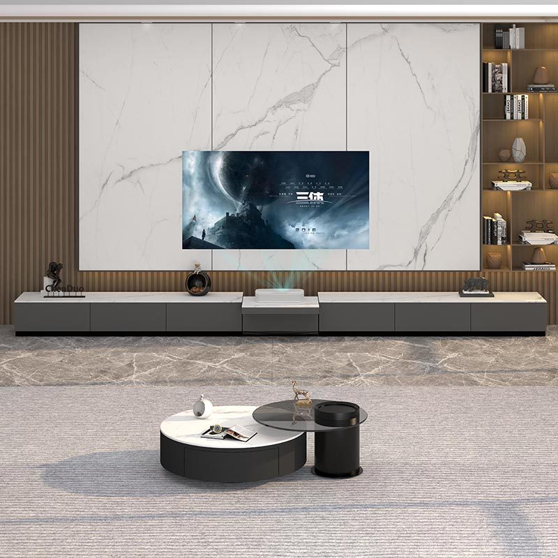激光电视柜岩板地台茶几组合现代简约投影仪电视机柜客厅轻奢地柜