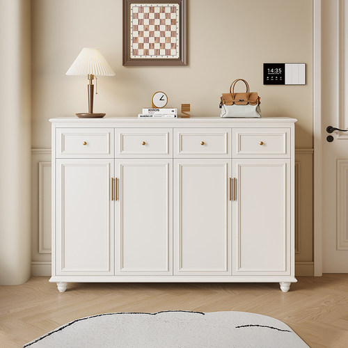 轻奢美式实木鞋柜玄关柜一体