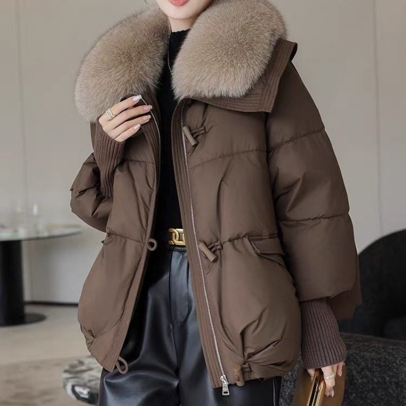 羽绒棉服女大毛领冬季新款加厚短款宽松保暖跨境小个子棉袄外套潮