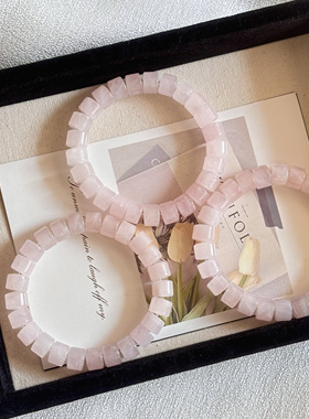 粉晶手串 天然粉晶桶珠手链