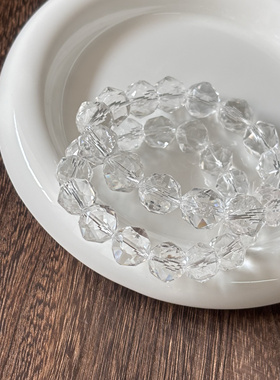 钻切白水晶 天然白水晶钻切手链 随形白水晶手链