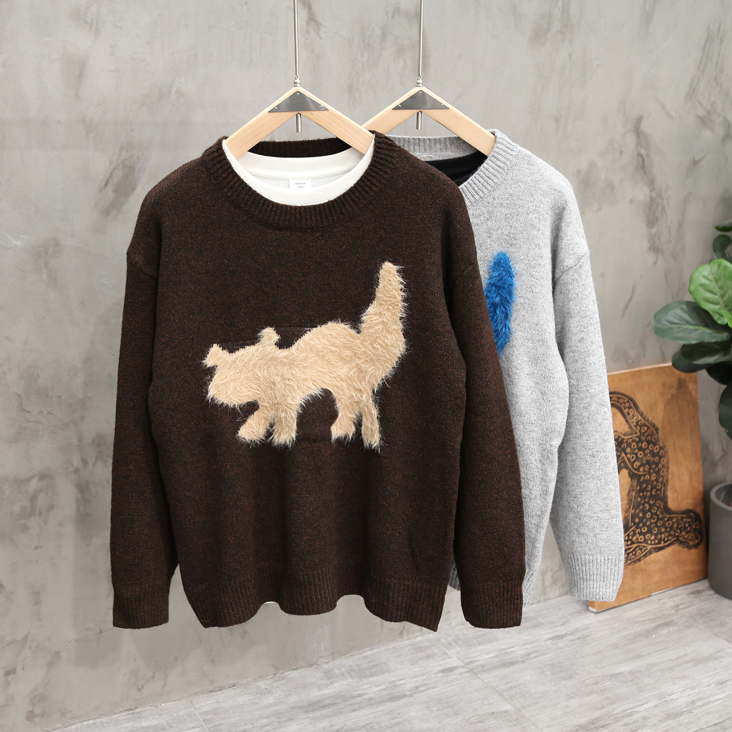 复古仿貂绒提花猫咪圆领套头毛衣男女情侣装休闲宽松针织衫秋冬季,男装,针织衫/毛衣,淘宝优惠券,粉丝福利购,淘宝优惠卷