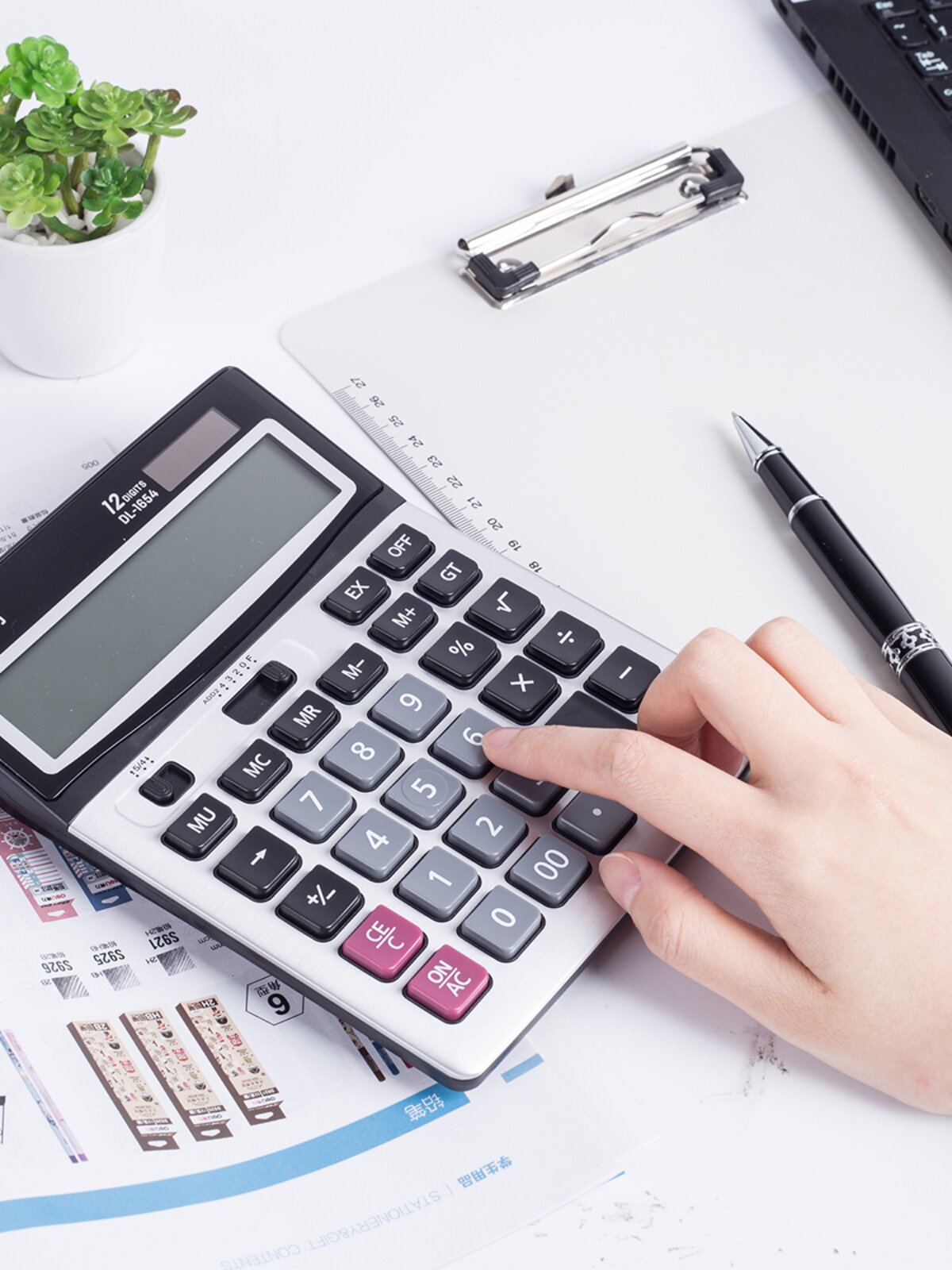 델리 1654 계산기 듀얼 전원 공급 장치 컴퓨터 태양열 금융 사무실 대형 버튼 다기능 무료 배송