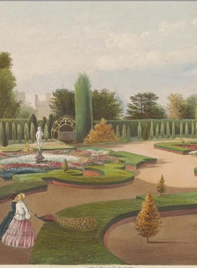 D100【英国】E. Adveno  Brooke  英国的花园景观版画电子图库.