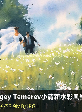 国外Sergey Temerev小清新水彩风景海景手绘水彩临摹素材图片