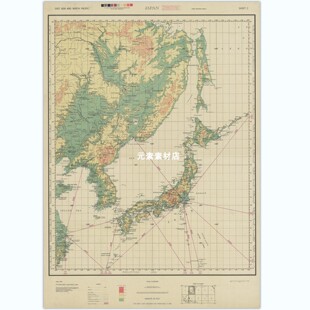 1945年日本.朝鲜.库页岛远东地图 英文高清电子版老地图素材JPG