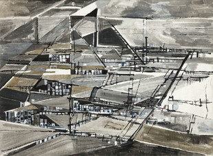 M533【葡萄牙】维埃拉·达·席尔瓦（Vieira da Silva）抽象绘画