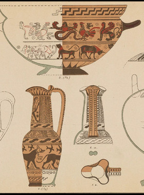 D301【德国】Theodor Lau 古希腊陶器的装饰纹饰花纹图案版画图库
