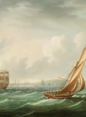 K452【英国】（Thomas Buttersworth）帆船海洋油画网传电子图库.