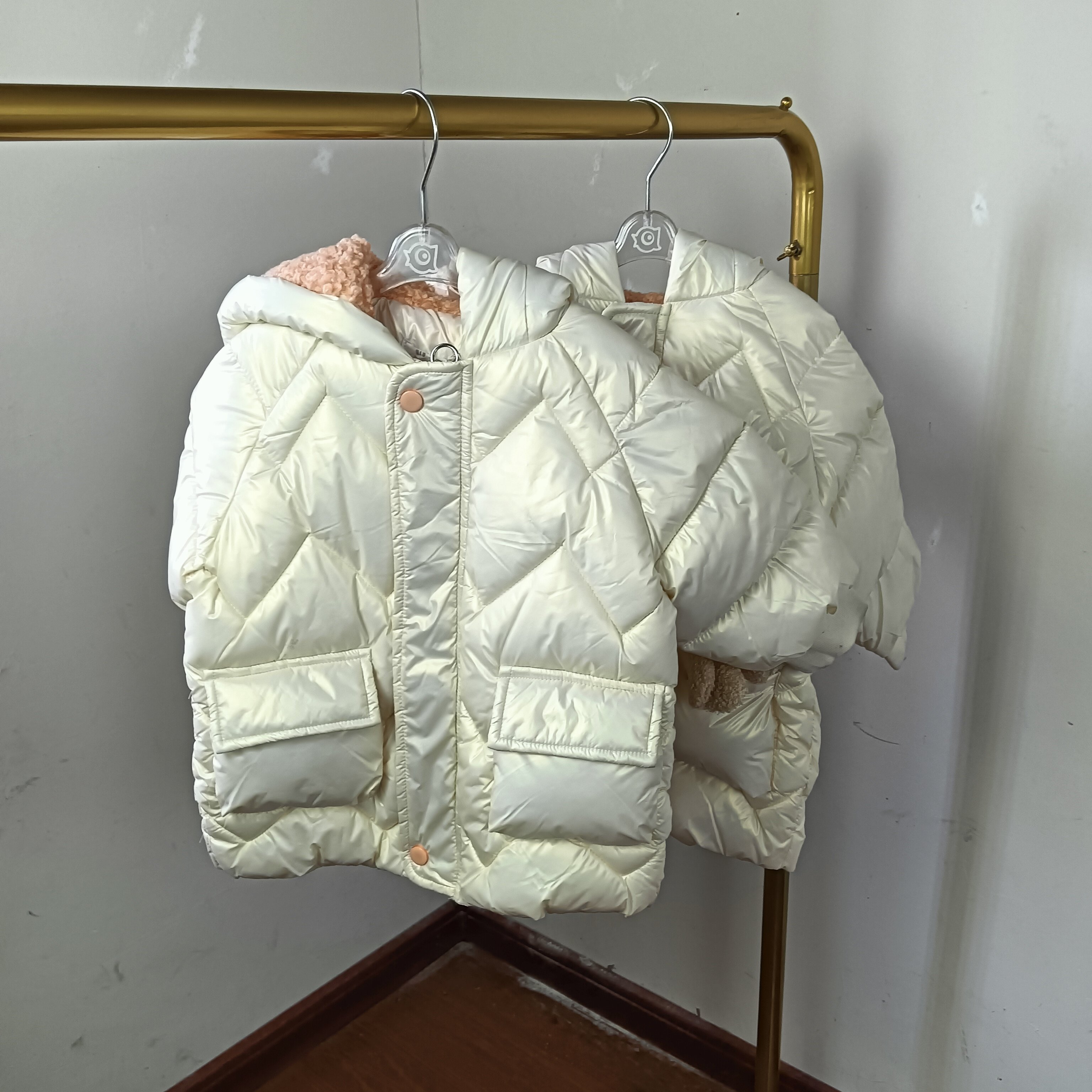 免洗羽绒棉服男童小羊棉衣秋冬季儿童棉袄中款连帽加厚亮面棉袄