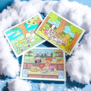 小众可爱博比手绘儿童diy涂色书解压少女治愈系填色画涂鸦