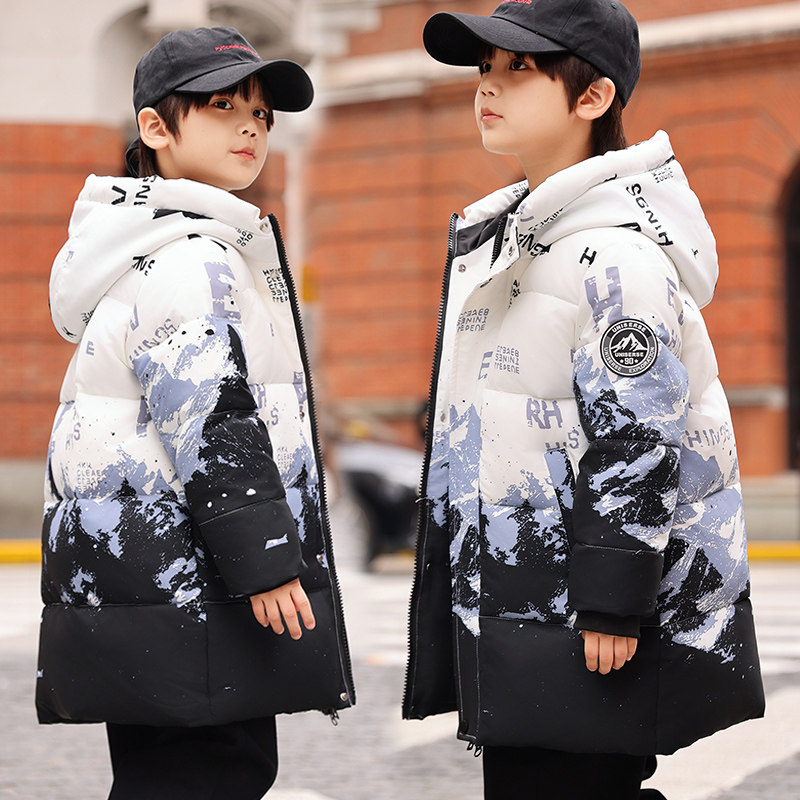 男童渐变羽绒服中长款加厚