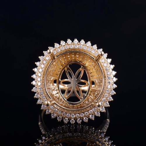Fay Jewelry 18K金镶嵌轻奢定制女士指环空托圆形8钻石戒环指托