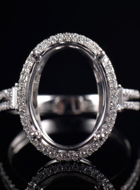 于凡珠宝 铂金镶嵌轻奢定制女士指环空托椭圆形8*10钻石戒环指托