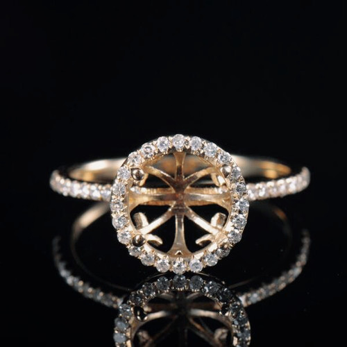 Fay Jewelry 18K黄镶嵌轻奢定制女士指环空托圆形8*钻石戒环指托