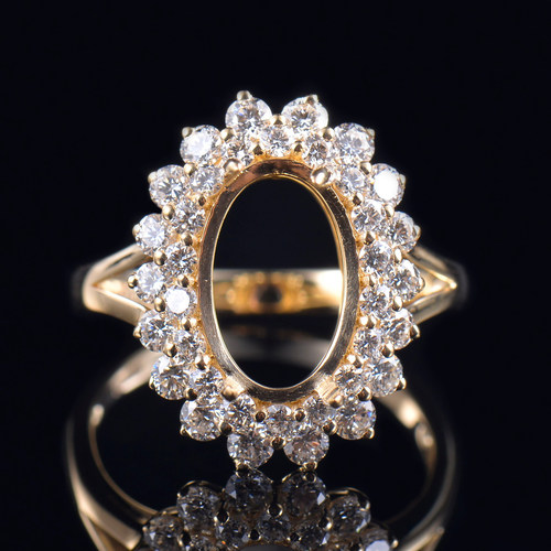 Fay Jewelry 14K金椭圆11*7定制DIY手工戒指空托四爪镶婚戒戒托