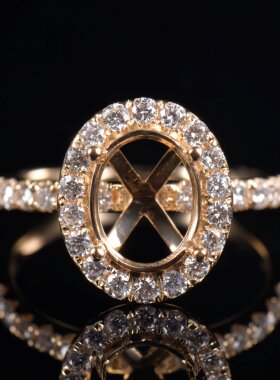 于凡珠宝 14K金轻奢订婚镶嵌钻石女士定制戒指空托指环