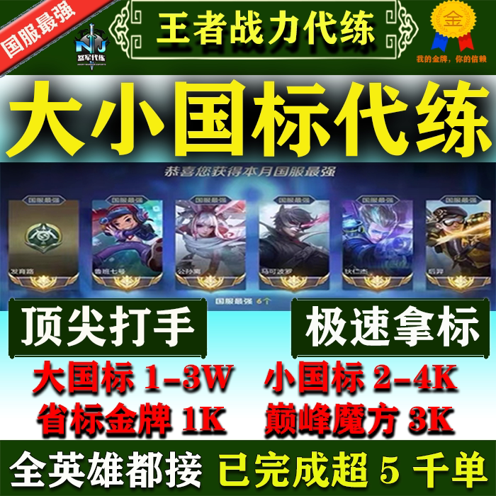 王者荣耀代练排位带打玩上分刷英雄战力省标金标小国标魔方巅峰赛图片