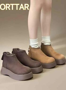 2025新款爆款英伦风秋冬加绒面瘦瘦百搭洋气小短靴子272110