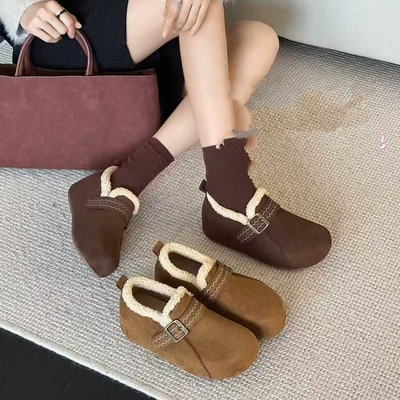 厚底内增高加绒保暖毛毛雪地靴女秋冬一脚蹬全包勃肯棉鞋272182