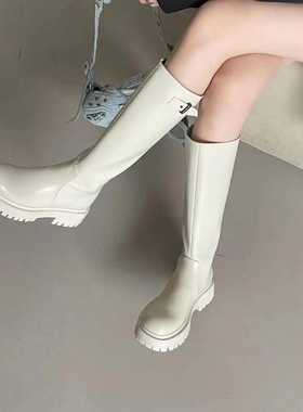 专柜正品秋冬新款舒适防滑软底时尚潮流法式骑士靴马丁靴161133