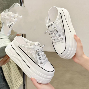 厚底7CM松糕小白坡跟时尚 爆款 外穿真皮包头拖762355 夏季 专柜正品