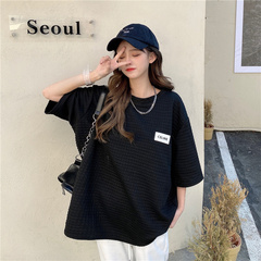 實拍 韓版新款中長款寬鬆短袖T恤女