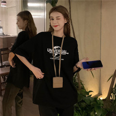 實拍簡約印花寬鬆短袖T恤潮
