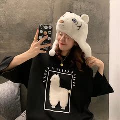 實拍 羊駝短袖T恤圓領寬鬆內搭上衣韓版學生