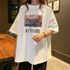 實拍   原宿風古着感寬鬆T恤印花短袖女