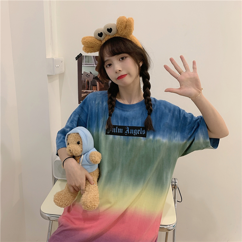 Real shot short sleeve T-shirt women's loose medium length