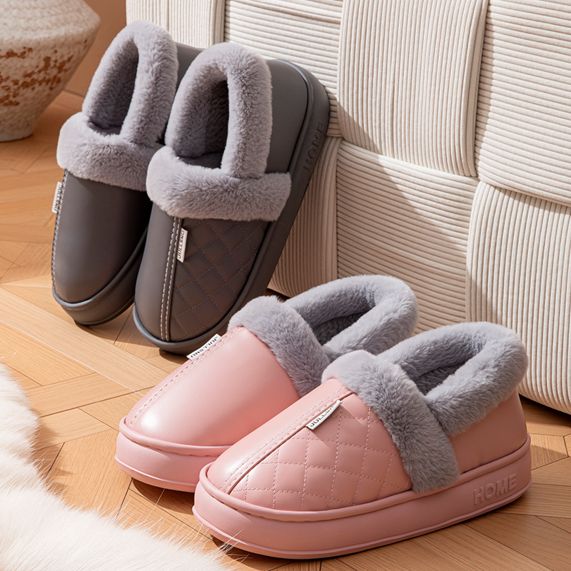 包邮防水包跟外穿PU皮面棉鞋