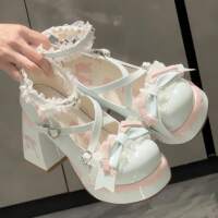 Sweet berry Bubbles, sweet and cute original lolita high heels, women's thick-heeled lo shoes, bow Lolita small leather shoes thumbnail 3