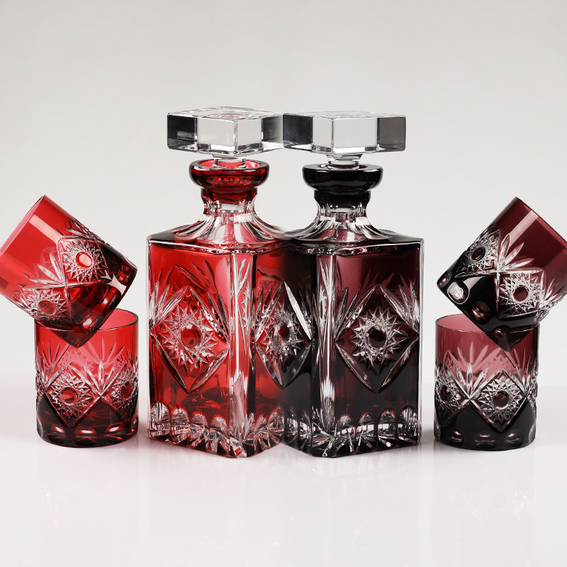 德国原装进口套色手工车料酒瓶醒酒器威士忌洋酒杯套装欧式奢华