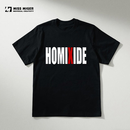 HOMIXIDE GANG HXG专辑嘻哈说唱短袖T恤宽松纯棉可来图定制音乐T
